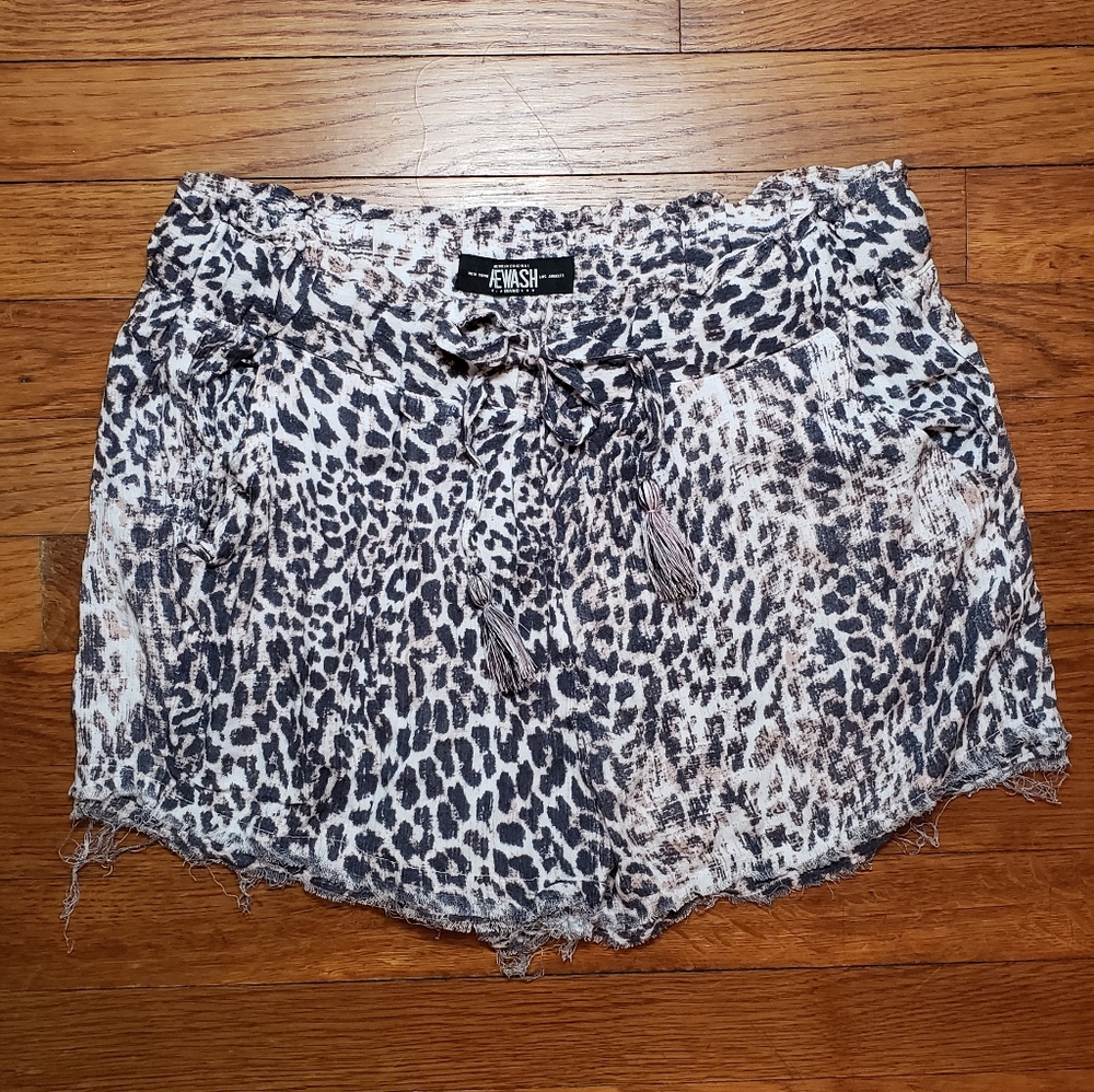 Rewash Leopard Leppard Print Tassle Shorts Large